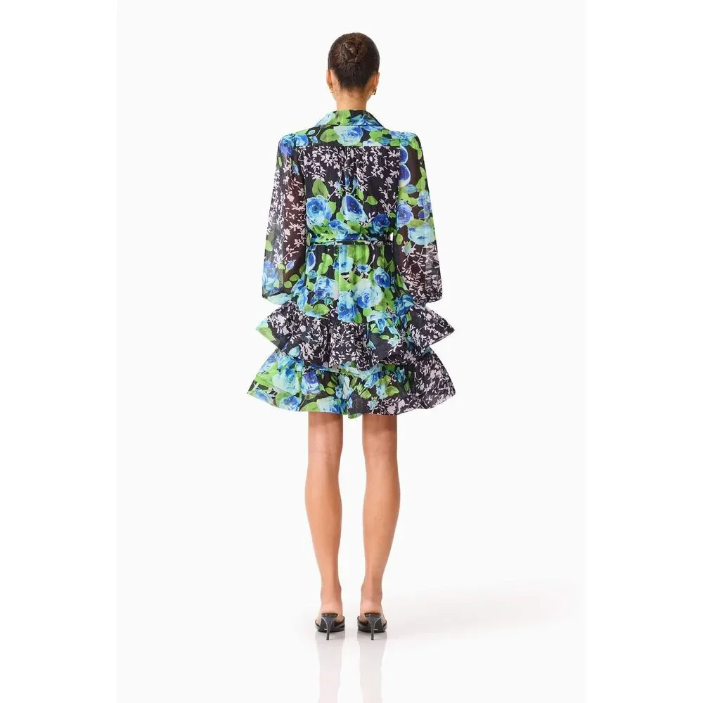 Elliatt Briony Long Sleeve Mini Dress Black Floral cocktail Wedding size S NWT - Picture 4 of 7